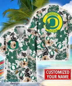 Oregon Ducks Aloha 3D Hawaiian Shirt Flower Sport Team Beach Shirt Custom Name