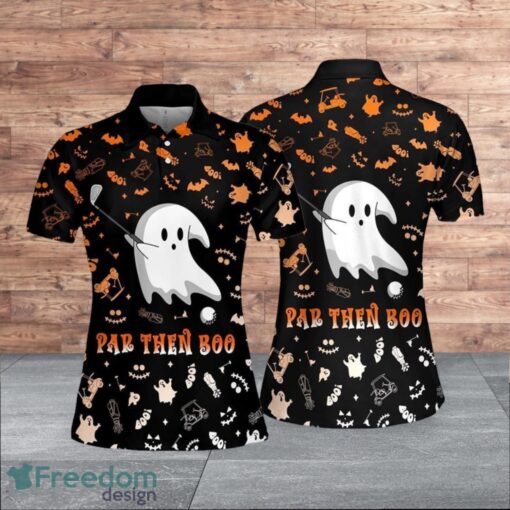 Par Then Boo Custom Dark Style Halloween Pattern Golf For Women Polo Shirt Product Photo 1