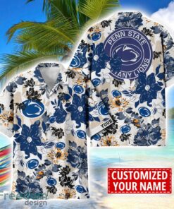 Penn State Nittany Lions Aloha 3D Hawaiian Shirt Flower Sport Team Beach Shirt Custom Name