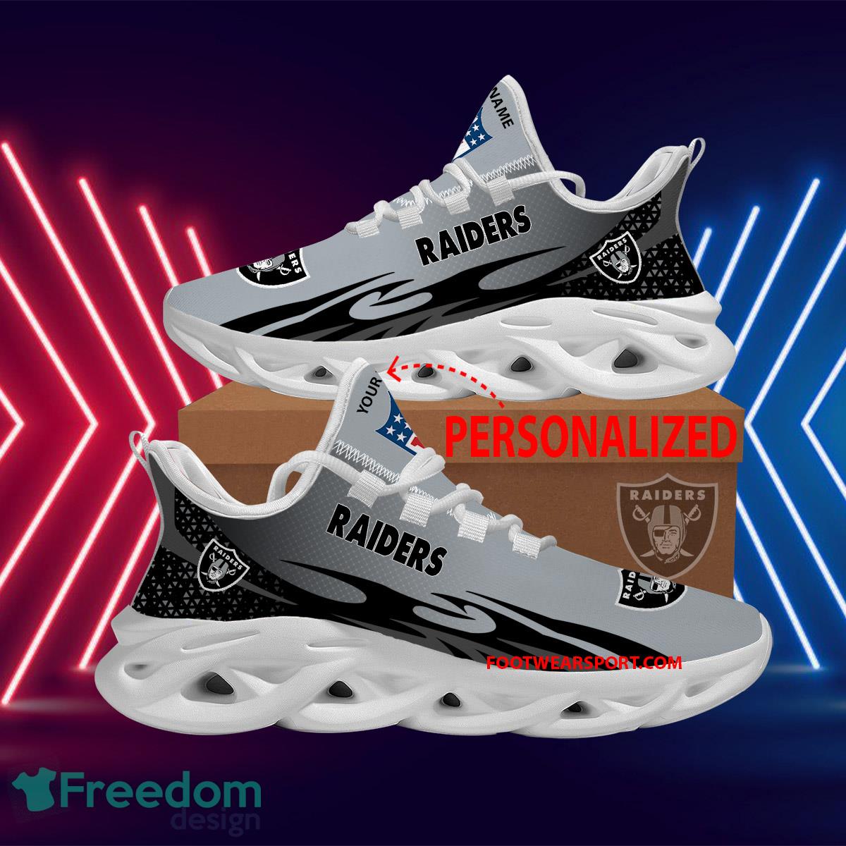 Personalized NFL Las Vegas Raiders Max Soul Shoes New Design Collection Chunky Sneaker - NFL Las Vegas Raiders Max Soul Shoes Personalized Photo 1