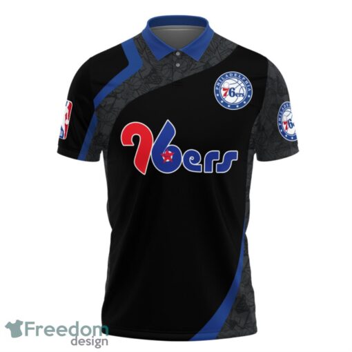 Philadelphia 76ers Style NBA Basketball Team Black 3D Polo Shirt Product Photo 2