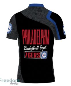 Philadelphia 76ers Style NBA Basketball Team Black 3D Polo Shirt Product Photo 3