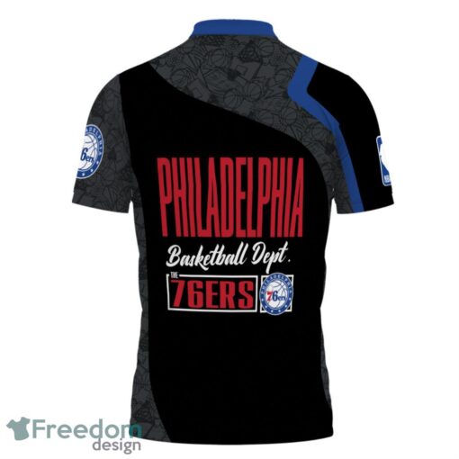 Philadelphia 76ers Style NBA Basketball Team Black 3D Polo Shirt Product Photo 3