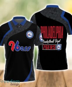 Philadelphia 76ers Style NBA Basketball Team Black 3D Polo Shirt Product Photo 1