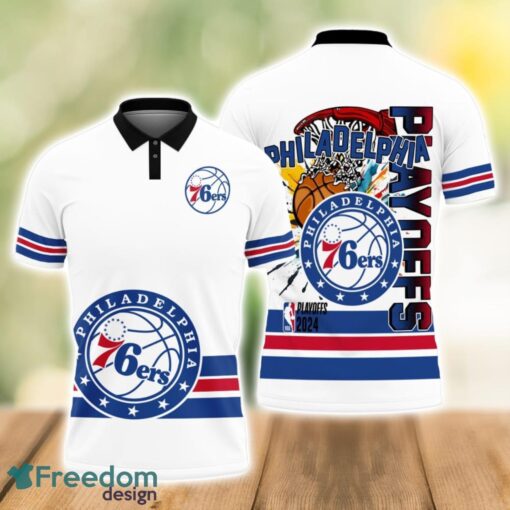 Philadelphia 76ers Style NBA Basketball Team Black 3D Polo Shirt Special For Fans Product Photo 1