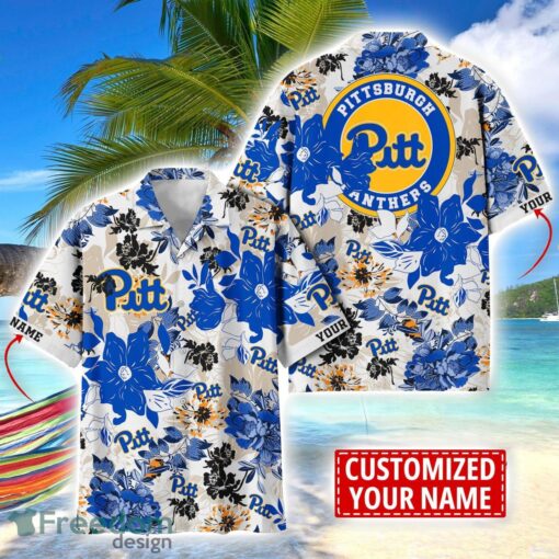 Pittsburgh Panthers Aloha 3D Hawaiian Shirt Flower Sport Team Beach Shirt Custom Name Product Photo 1