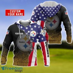 Pittsburgh Steelers US Flag 3D Hoodie For Sport Fans Custom Name Product Photo 1