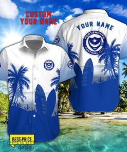 Portsmouth F.C Combo Hawaiian Shirt And Shorts Surfboards Coconut Custom Name For Fans