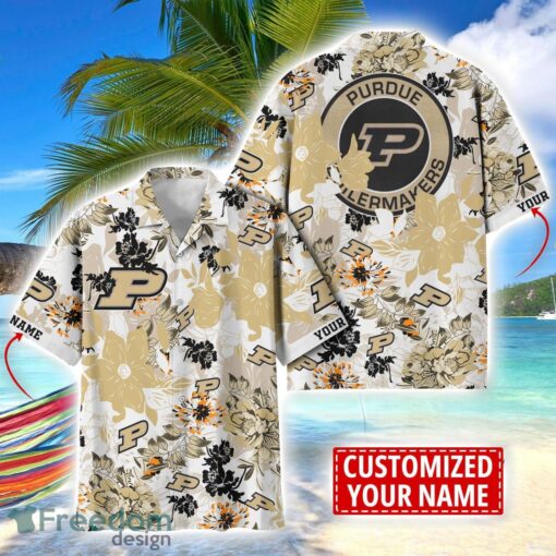 Purdue Boilermakers Aloha 3D Hawaiian Shirt Flower Sport Team Beach Shirt Custom Name Product Photo 1