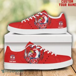 Roosters NRL Custom Name Unique Gift Low Top Skate Shoes Gifts For Fans