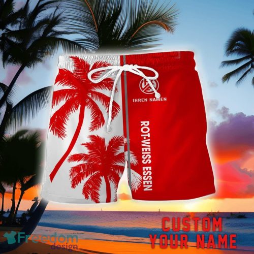 Rot-Weiss Essen e.V Coconut Pattern Hawaiian Shirt And Shorts Personalized Name Unique Gift For Summer Product Photo 2