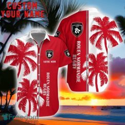 Rouen Normandie Rugby Coconut Pattern Hawaiian Shirt And Shorts Personalized Name Unique Gift For Summer