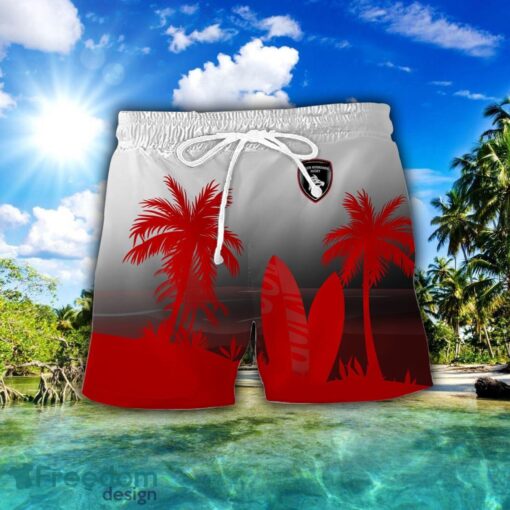 Rouen Normandie Rugby Combo Hawaiian Shirt And Shorts Surfboards Coconut Custom Name For Fans Product Photo 2