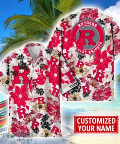 Rutgers Scarlet Knights Aloha 3D Hawaiian Shirt Flower Sport Team Beach Shirt Custom Name