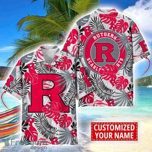 Rutgers Scarlet Knights Aloha Hawaiian Shirt Custom Name Summer Gift Holiday Team Shirt Product Photo 1