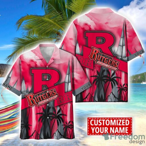 Rutgers Scarlet Knights Hawaii Shirt Custom Name Sports Team Beach Shirt Product Photo 1