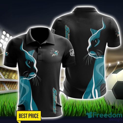 San Jose Sharks 3D Polo Shirt Black Color For Men Product Photo 1