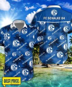 Schalke 04 3D Hawaiian Shirt and Shorts Vinatge Tree Pattern Beach Shirt For Fans