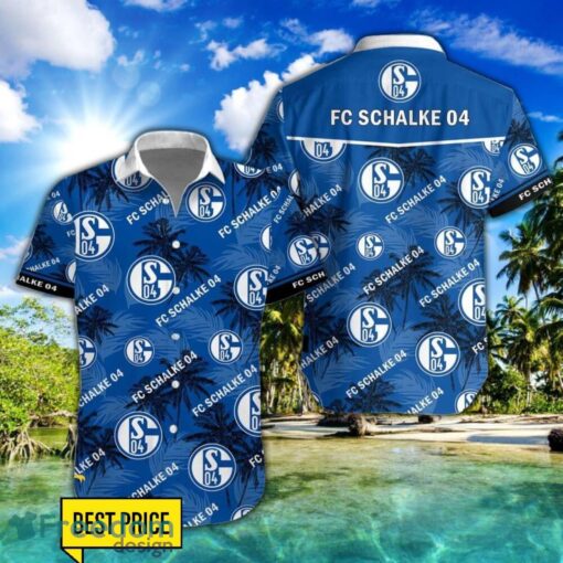 Schalke 04 3D Hawaiian Shirt and Shorts Vinatge Tree Pattern Beach Shirt For Fans Product Photo 1