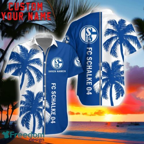 Schalke 04 Coconut Pattern Hawaiian Shirt And Shorts Personalized Name Unique Gift For Summer Product Photo 1