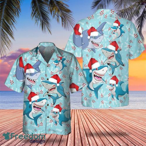 Shark With Santa Hat Hawaiian Shirt Mens Christmas Button Down Shirts Gifts For Christmas 2023 - Shark With Santa Hat Hawaiian Shirt Mens Christmas Button Down Shirts Gifts For Christmas 2023