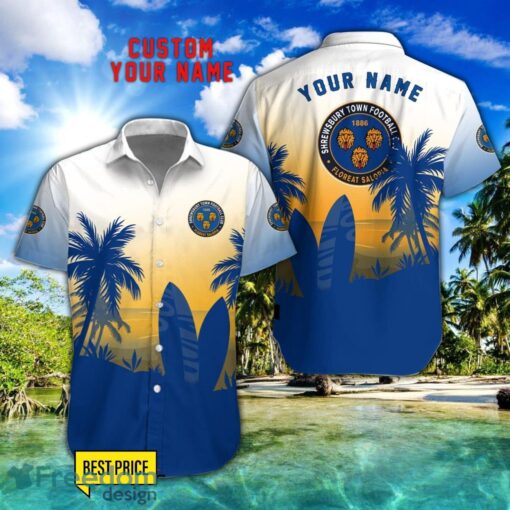 Shrewsbury Town Combo Hawaiian Shirt And Shorts Surfboards Coconut Custom Name For Fans Product Photo 1