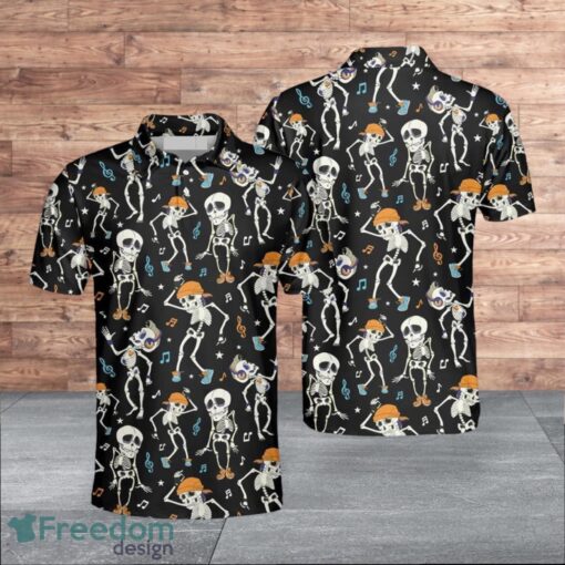 Skeleton Chilling Halloween Music And Skeleton For Men Polo Shirt Product Photo 1