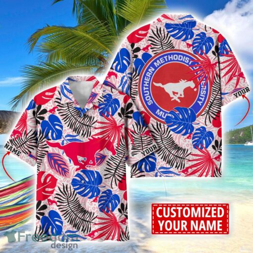 SMU Mustangs Aloha Hawaiian Shirt Custom Name Summer Gift Holiday Team Shirt Product Photo 1