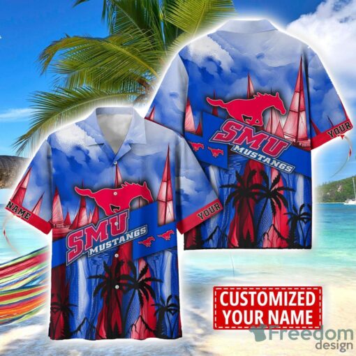 SMU Mustangs Hawaii Shirt Custom Name Sports Team Beach Shirt Product Photo 1