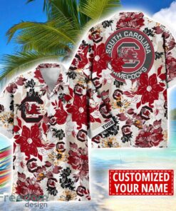 South Carolina Gamecocks Aloha 3D Hawaiian Shirt Flower Sport Team Beach Shirt Custom Name