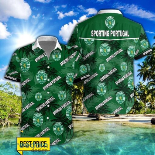 Sporting Clube de Portugal 3D Hawaiian Shirt and Shorts Vinatge Tree Pattern Beach Shirt For Fans Product Photo 1