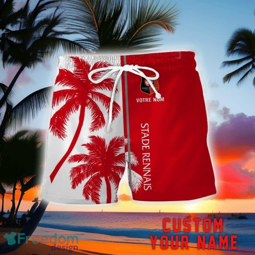 Stade Rennais F.C Coconut Pattern Hawaiian Shirt And Shorts Personalized Name Unique Gift For Summer Product Photo 2