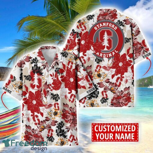 Stanford Cardinal Aloha 3D Hawaiian Shirt Flower Sport Team Beach Shirt Custom Name Product Photo 1