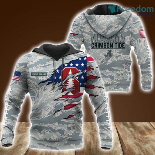 Stanford Cardinal Custom Name Camo Grey U.S. Air Force ABU Hoodie 3D All Over Print Perfect Gift Product Photo 1