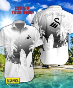 Swansea City A.F.C Combo Hawaiian Shirt And Shorts Surfboards Coconut Custom Name For Fans