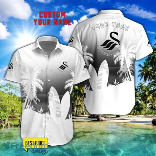 Swansea City A.F.C Combo Hawaiian Shirt And Shorts Surfboards Coconut Custom Name For Fans Product Photo 1