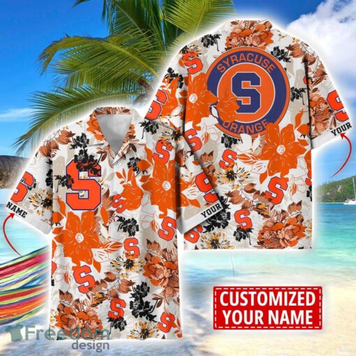 Syracuse Orange Aloha 3D Hawaiian Shirt Flower Sport Team Beach Shirt Custom Name Product Photo 1