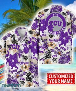 TCU Horned Frogs Aloha 3D Hawaiian Shirt Flower Sport Team Beach Shirt Custom Name