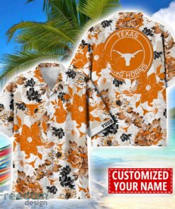 Texas Longhorns Aloha 3D Hawaiian Shirt Flower Sport Team Beach Shirt Custom Name