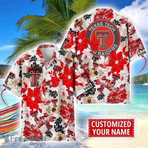 Texas Tech Red Raiders Aloha 3D Hawaiian Shirt Flower Sport Team Beach Shirt Custom Name Product Photo 1