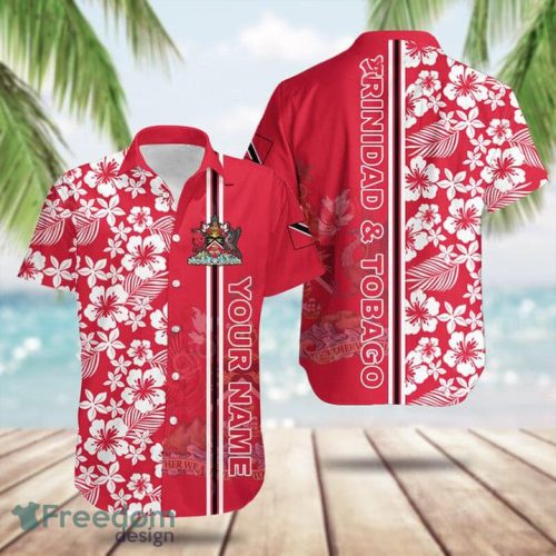 Trinidad And Tobago Coat Of Arms Hibiscus Pattern Hawaiian Shirt Summer Gift Ideas Custom Name - Trinidad And Tobago Coat Of Arms Hibiscus Pattern Hawaiian Shirt Summer Gift Ideas Custom Name