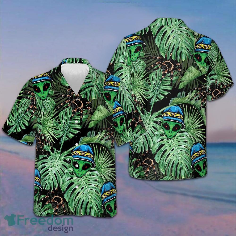 Tropical Alien And Spider Hawaiian Shirt Button Up Vacation Shirts Gifts For Cousin - Tropical Alien And Spider Hawaiian Shirt Button Up Vacation Shirts Gifts For Cousin