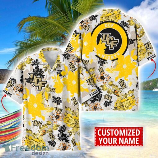 UCF Knights Aloha 3D Hawaiian Shirt Flower Sport Team Beach Shirt Custom Name Product Photo 1