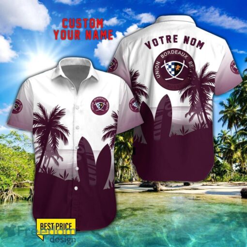 Union Bordeaux Begles Combo Hawaiian Shirt And Shorts Surfboards Coconut Custom Name For Fans Product Photo 1