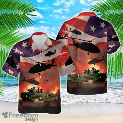 US Marine Corps Assault Amphibious Vehicle AAV, 4th Of July Hawaiian Shirt Product Photo 1