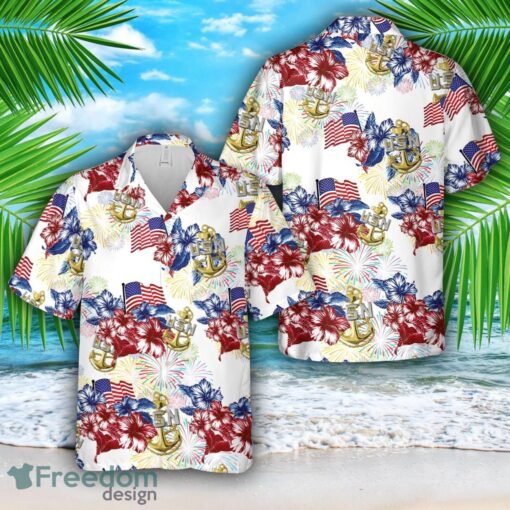 US Navy Chief Anchor, 4th Of July Hawaiian Shirt Product Photo 1