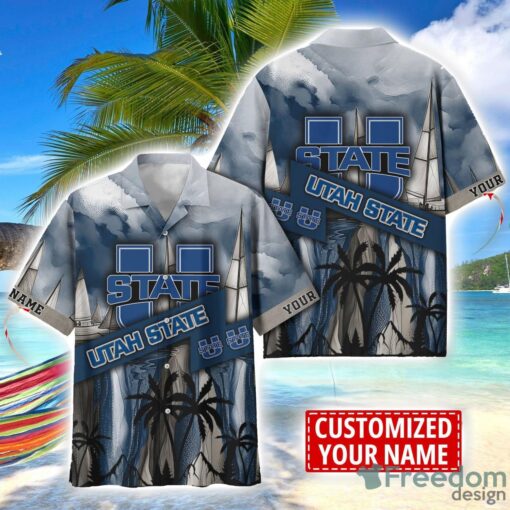 Utah State Aggies Hawaii Shirt Custom Name Sports Team Beach Shirt Product Photo 1