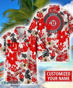 Utah Utes Aloha 3D Hawaiian Shirt Flower Sport Team Beach Shirt Custom Name