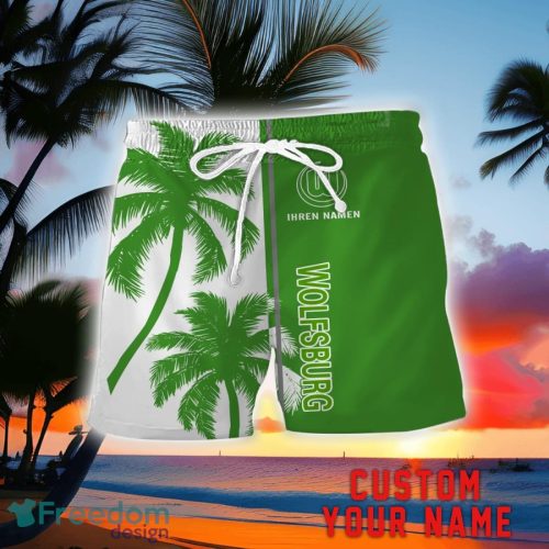 VfL Wolfsburg Coconut Pattern Hawaiian Shirt And Shorts Personalized Name Unique Gift For Summer Product Photo 2