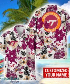 Virginia Tech Hokies Aloha 3D Hawaiian Shirt Flower Sport Team Beach Shirt Custom Name